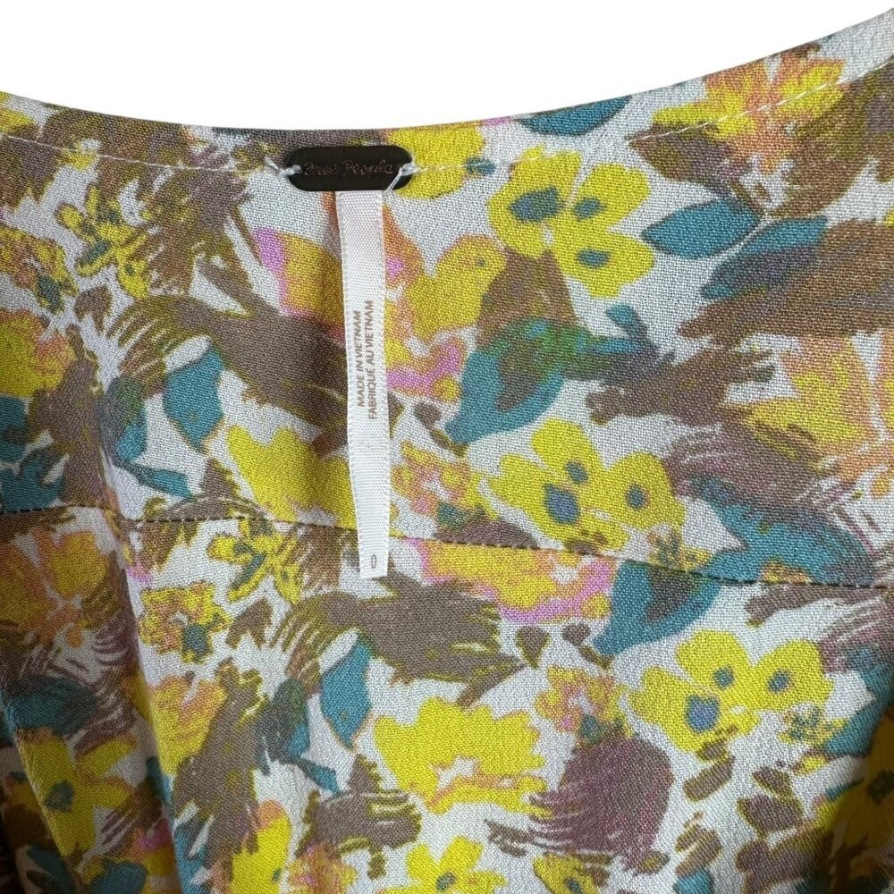 Free People Forget Me Not Floral Mini Dress Smocked Waist Boho Size 0 - Picture 6 of 8
